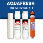 “Aqua RO Service Kit with high-quality filters, RO membrane, sediment and carbon cartridges, suitable for all major RO water purifiers – ideal for regular maintenance and installation.
